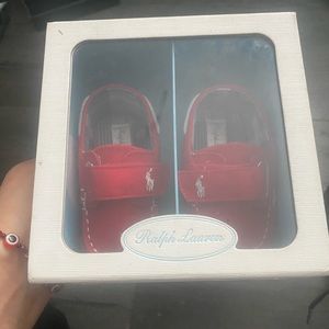 Red polo ralph lauren baby shoes size 4c